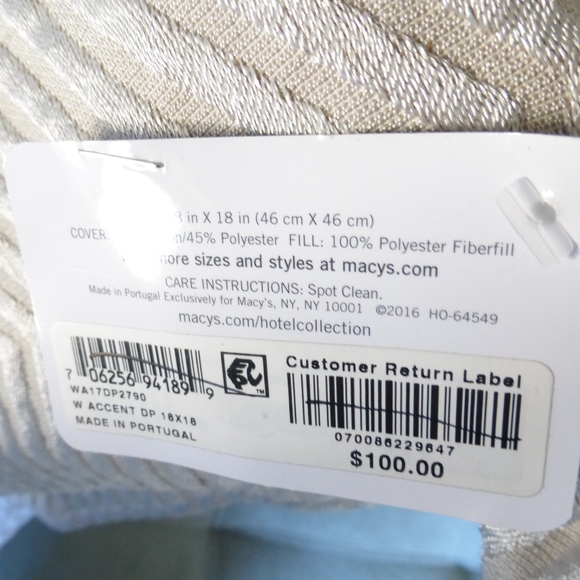New 2 HOTEL COLLECTION DECOR. PILLOW EUROPEAN $240